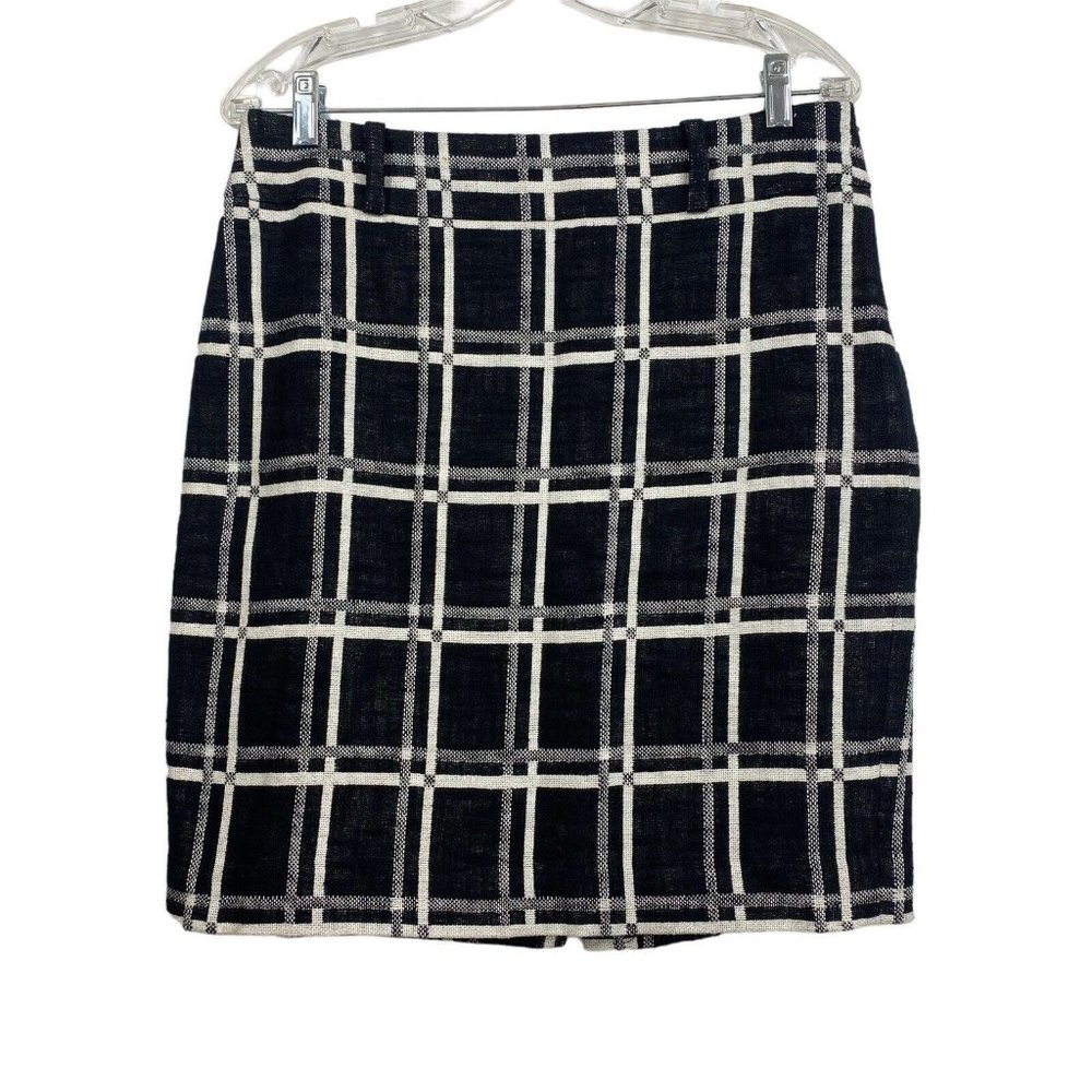 Ann Taylor Women's Black & White Plaid Straight Mini Skirt Size 8